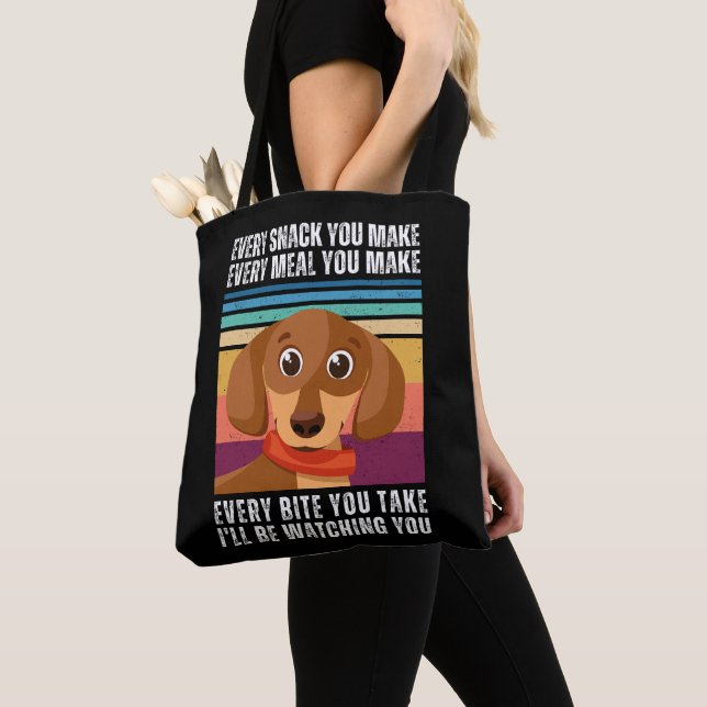 Watching Dachshund Tote Bag (Close Up)