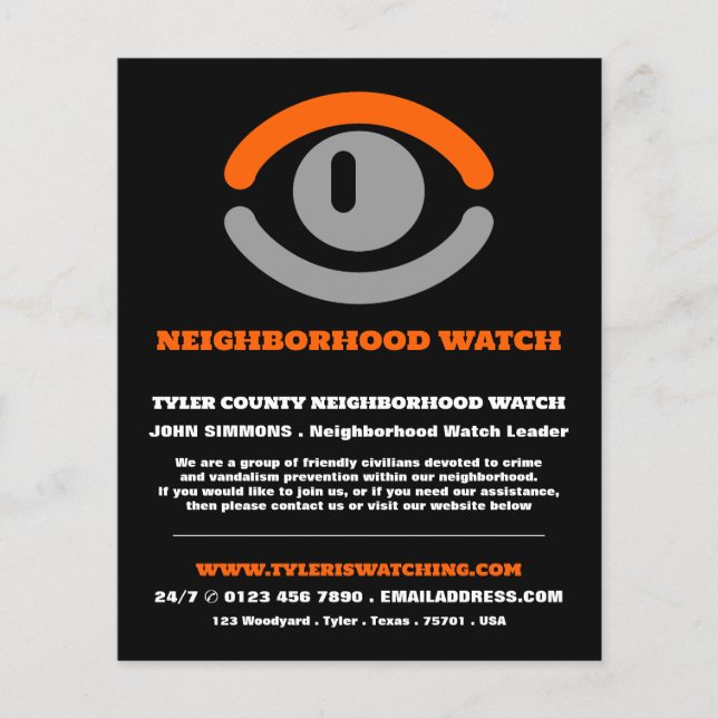 Watching Eye, Neighborhood Community Watch Advert Flyer (Front)