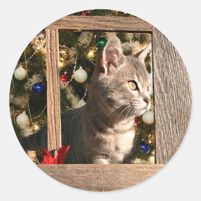 Watching for Santa Classic Round Sticker (Front)