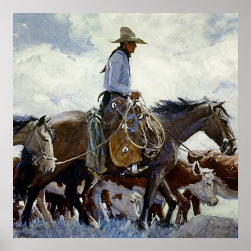 Watching Him Move Western Art By WHD Koerner Poster