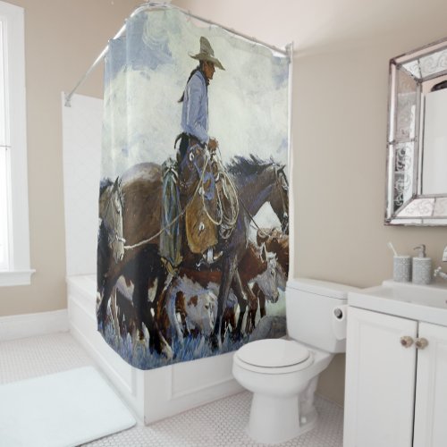 Watching Him Move Western Art By WHD Koerner Shower Curtain