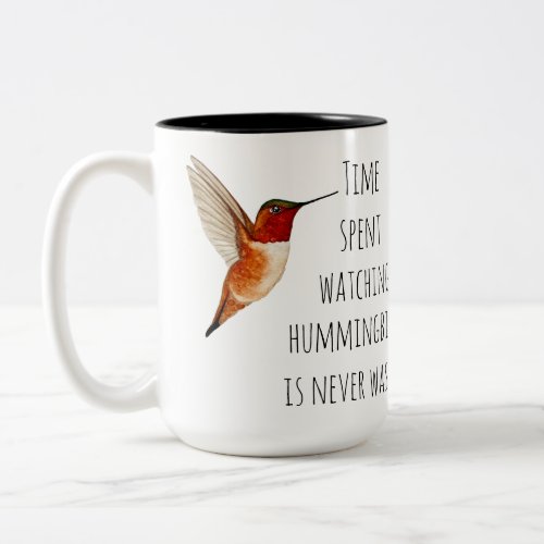 Watching Hummingbirds Two_Tone Coffee Mug