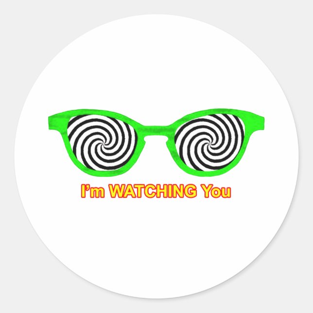 Watching Hypnotize Sunglasses Green Rim The MUSEUM Classic Round Sticker (Front)