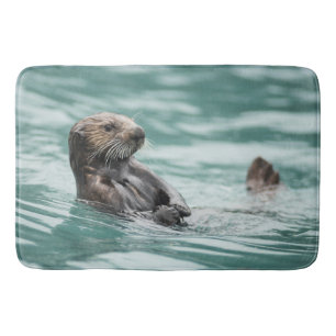 Watching Sea Otter Bath Mat