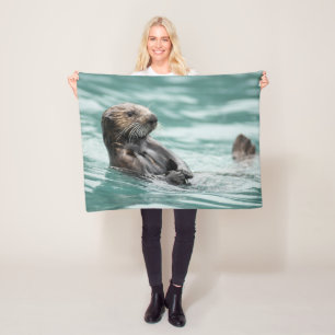 Watching Sea Otter Fleece Blanket