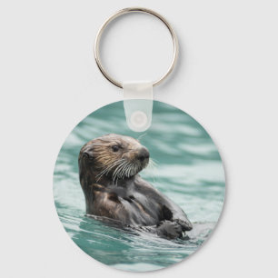 Watching Sea Otter Keychain