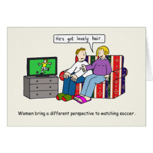 Watching Soccer on TV Humor. Cards