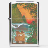 Watching the Sunset Man Dog and Surf Van Zippo Lighter