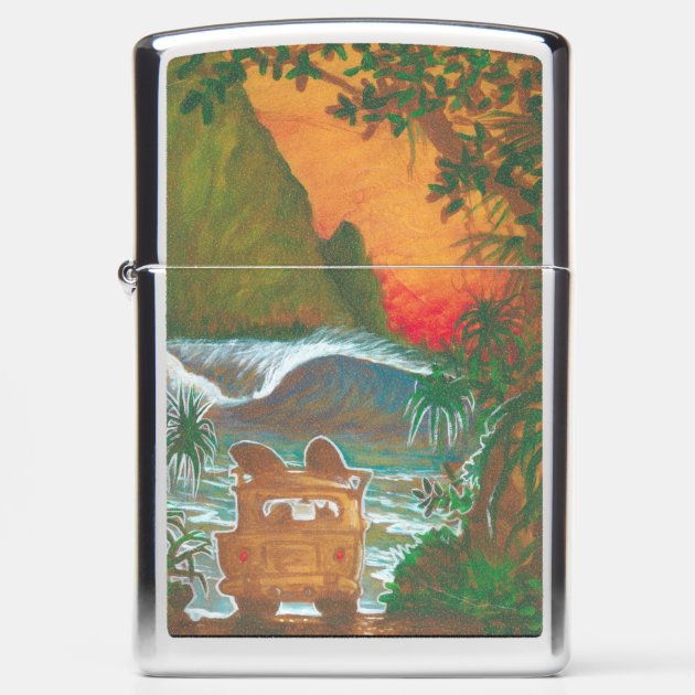 Watching the Sunset Man Dog and Surf Van Zippo Lighter | Zazzle