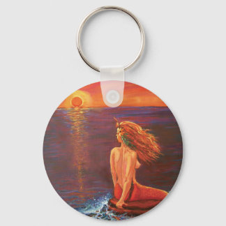 Watching The Sunset - Mermaid Art KeyChain