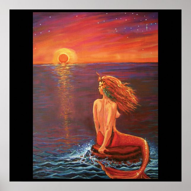 Watching The Sunset - Mermaid Print (Front)
