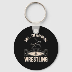 Watching Wrestling Funny Wrestler Action For Men W Keychain
