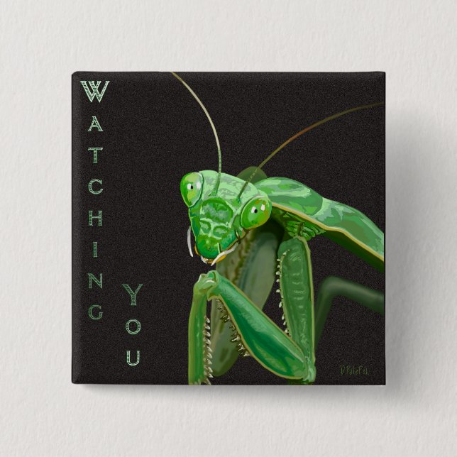 Watching You - Green Version Button (Front)