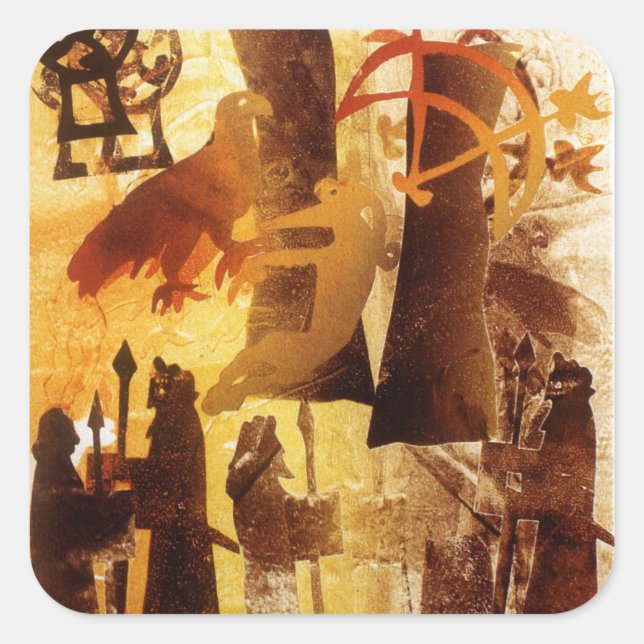 Watchstone and Symbols Square Sticker (Front)