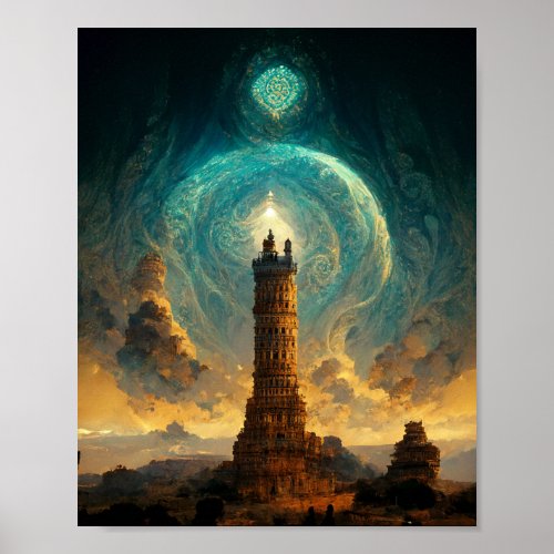 Watchtower of the Gods Fantasy Art Poster