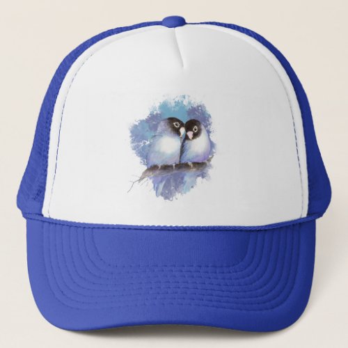 Watecolor Blue Lovebirds Bird Wildlife Nature Art Trucker Hat