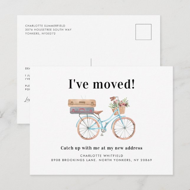 Watecolor Change of Address Moving Announcement Postcard (Front/Back)