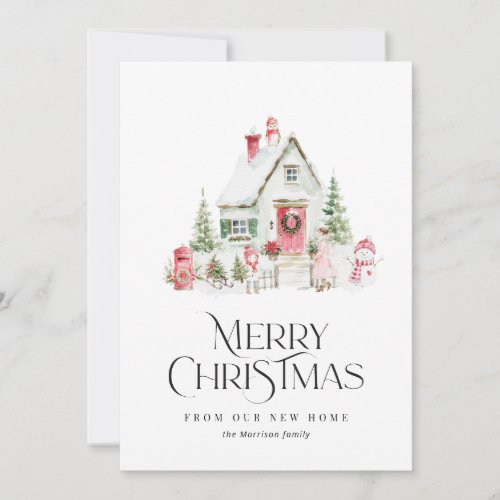 watecolor christmas holiday moving announcement