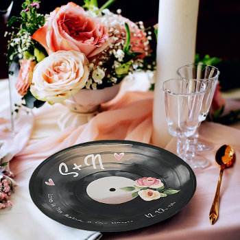 Watecolor Floral Vinyl Record Paper Plates by OccasionInvitations at Zazzle