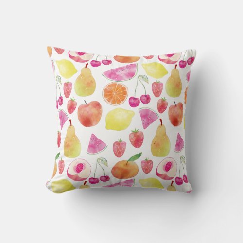 Watecolor Fruit Art Throw Pillow