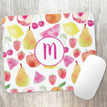 Watecolor Fruit Monogram Mouse Pad<br><div class="desc">Watercolor fruit pattern with a monogram. Pretty,  fresh and colorful design for foodies.
Change the initial to customize.</div>