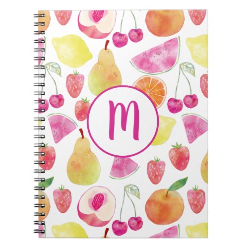 Watecolor Fruit Monogram Notebook