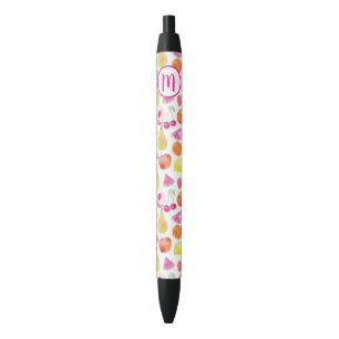 Watecolor Fruit Monogram Pen