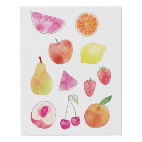 Watecolor Fruit Painting Faux Canvas Print
