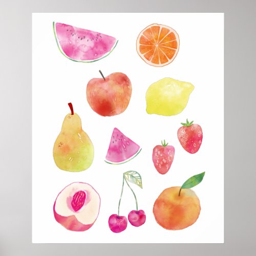 Watecolor Fruit Painting Poster