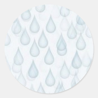 WATER034 RAINDROPS LIGHT BLUE WHITE CARTOON WEATHE CLASSIC ROUND STICKER