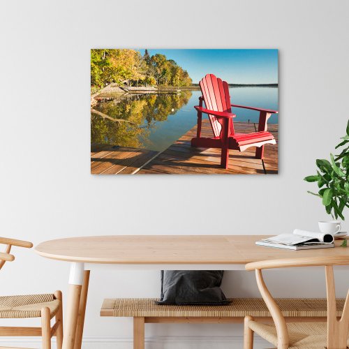 Water  Adirondack Chair at the Lake Canvas Print