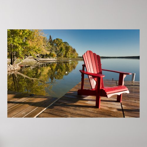 Water  Adirondack Chair at the Lake Poster