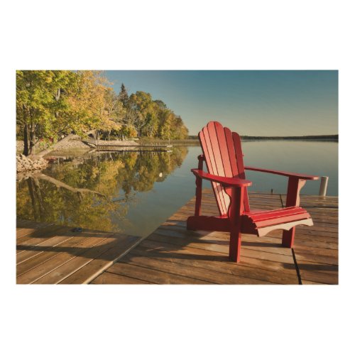 Water  Adirondack Chair at the Lake Wood Wall Art