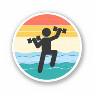 Water Aerobics Aquatic Exercise Fitness Retro Sticker