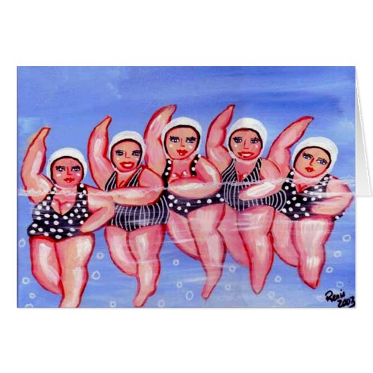 Water Aerobics Divas Fun Whimsical Chubby Cards (Front Horizontal)