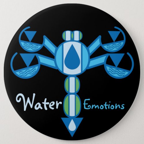 Water Alchemy Symbols Dragonfly Design Button