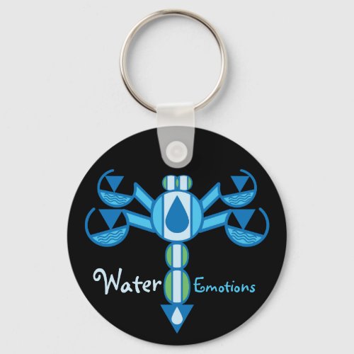 Water Alchemy Symbols Dragonfly Design Keychain