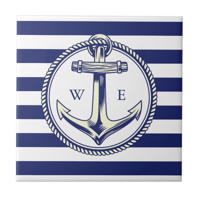 Water anchor Marine Blue Radius Ceramic Tile (Front)