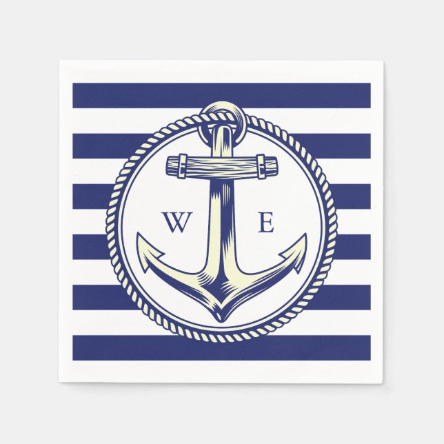 Water anchor Marine Blue Radius Napkins (Front)