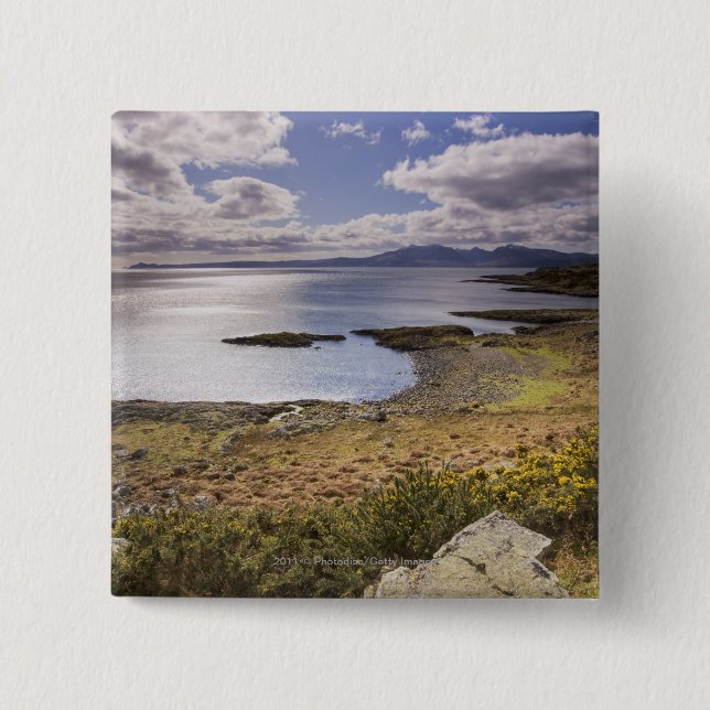 Water and coast view in Bute, Argyll, Scotland Pinback Button (Front)