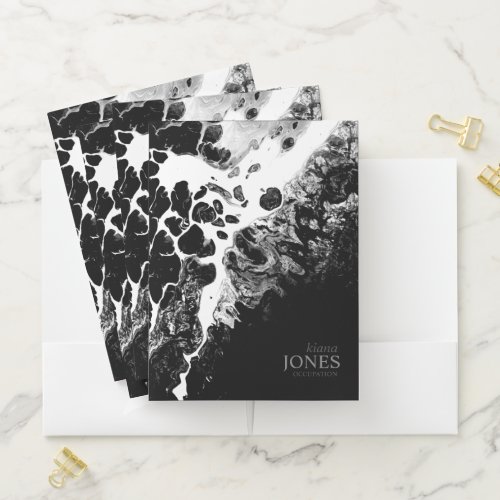 Water and Stone Abstract Black and White ID793 Pocket Folder