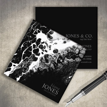 Water And Stone Abstract Black And White Id793 Square Business Card by arrayforcards at Zazzle