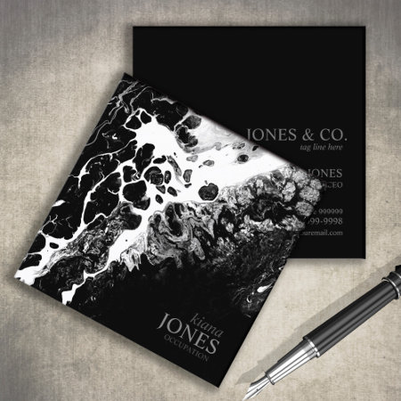 Water And Stone Abstract Black And White Id793 Square Business Card