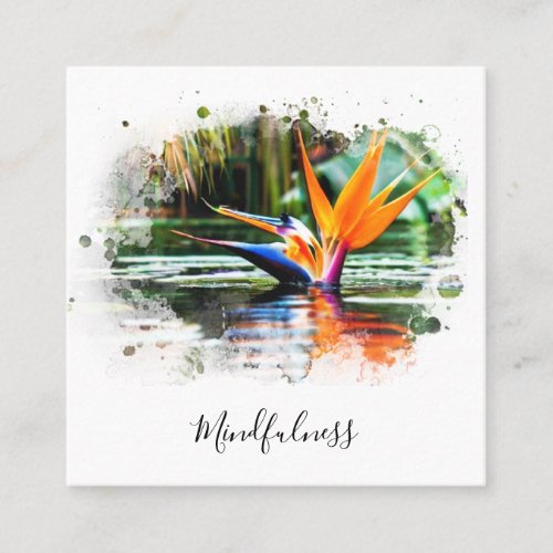  Water AP10 Flower Bird of Paradise QR Pond Square Business Card