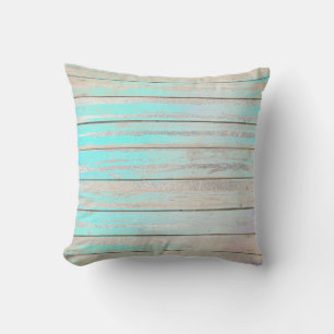 Water Aqua Beach Home Blue Wood Gray Silver Throw Pillow