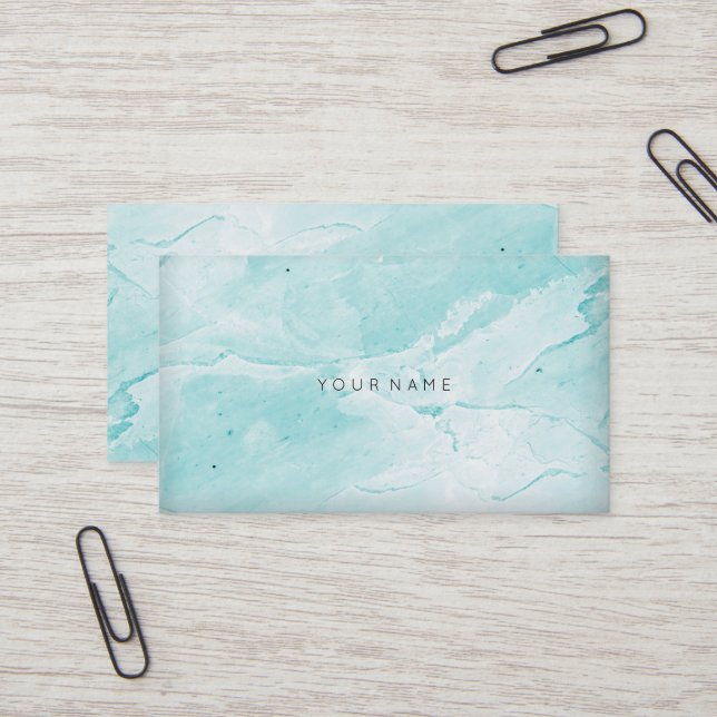 Water Aqua Blue Marble Vip Abstract Minimal Vip Business Card (Front/Back In Situ)