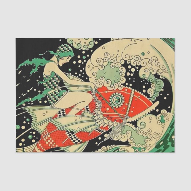 “Water” Art Deco By Jose Carlos Tissue Paper (Front)