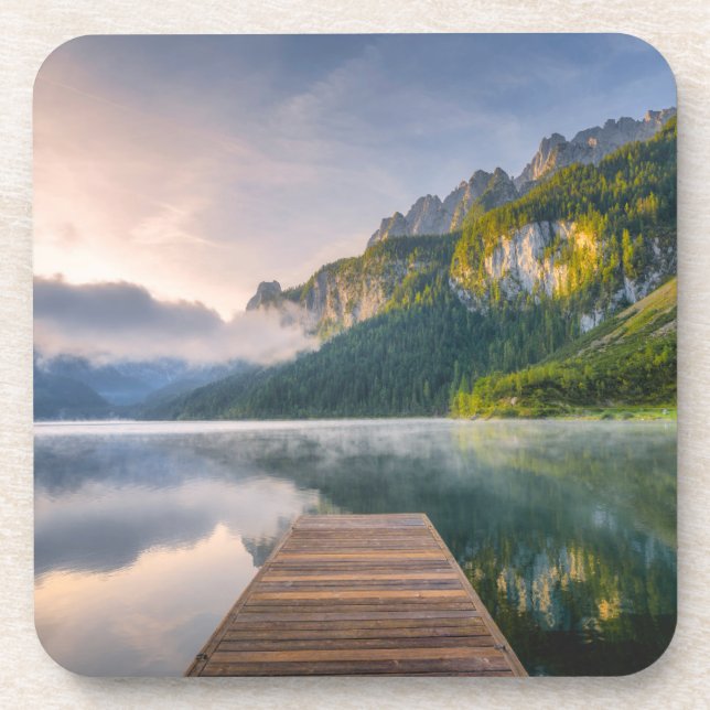Water | Azure Alpine Lake, Austria Beverage Coaster (Front)