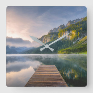 Water Azure Alpine Lake, Austria Square Wall Clock
