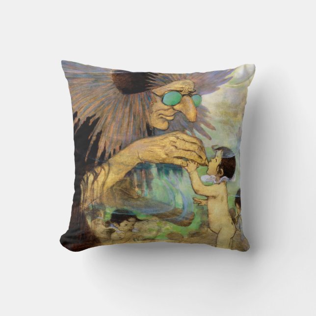 Water Baby and Fairy, Jessie Willcox Smith Throw Pillow (Front)